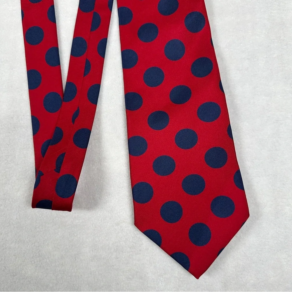 Oak Creek‎ Silk Red and Blue Polka Dot Tie Italy pattern fun vintage wedding